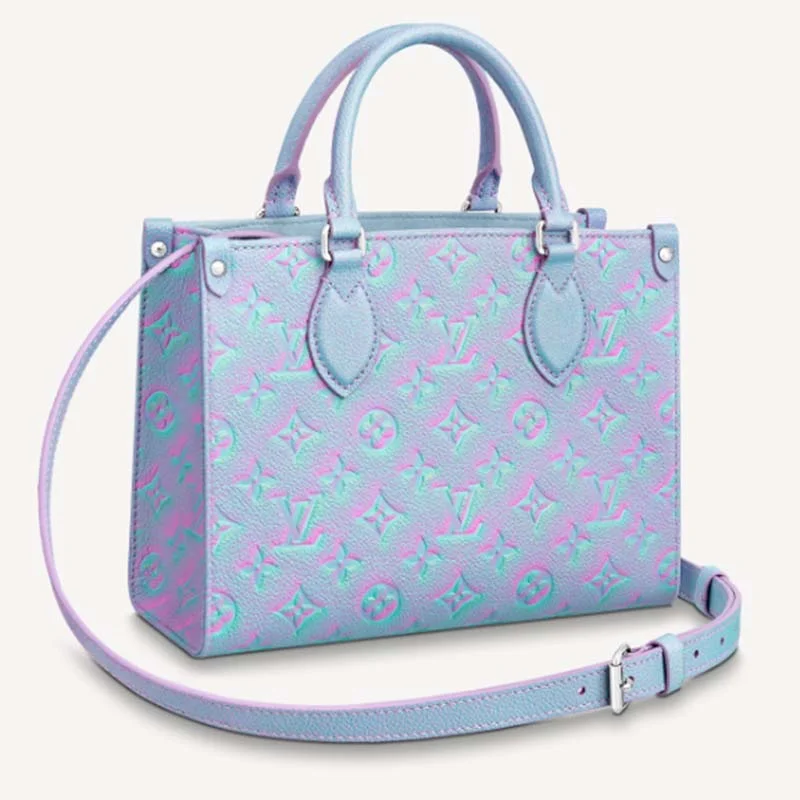 Trendsetting Christian Dior crossbody bags with a colorful strapLouis Vuitton bags with a zip - around closure for enhanced securityLouis Vuitton LV Women OnTheGo PM Tote Bag Purple Sprayed Embossed Grained Cowhide