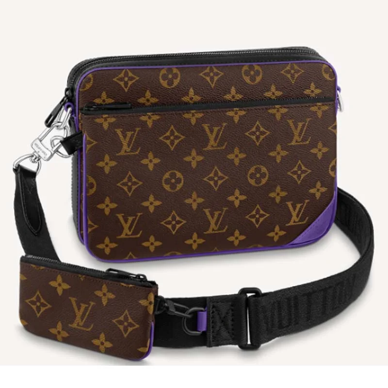 Christian Dior crossbody bags with a front - flap pocket for easy accessLadies Louis Vuitton Capucines bags with a detachable shoulder strapLouis Vuitton LV Unisex Trio Messenger Bag Monogram Macassar Coated Canvas Purple Cowhide