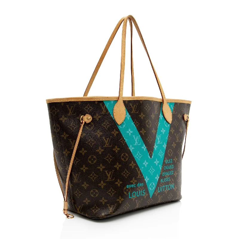 Christian Dior bags with a zip - top closure and multiple compartmentsLouis Vuitton backpacks with a padded back panel for comfort during long - wearLouis Vuitton Limited Edition Monogram Canvas V Neverfull MM Tote (tPAWzS)