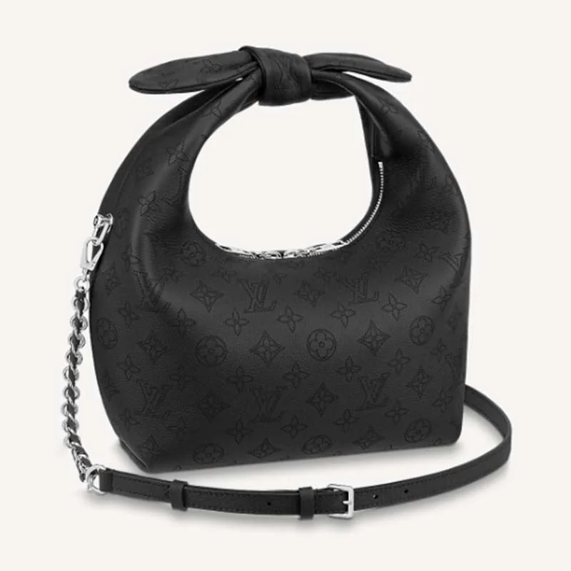 Contemporary Christian Dior handbags with a unique shapeLouis Vuitton bags with a detachable mobile phone holder for convenienceLouis Vuitton LV Women Why Knot PM Handbag Black Perforated Mahina Calf Leather