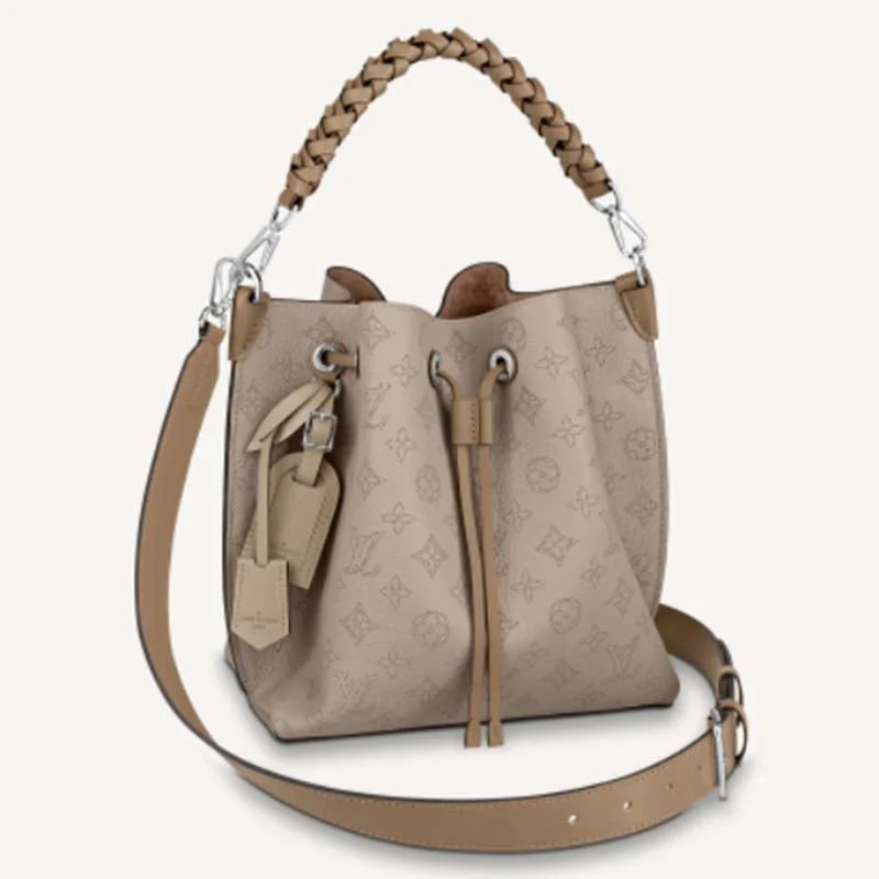 Christian Dior handbags with a back - pocket for quick storageLadies Louis Vuitton shoulder bags with a wide - width strap for comfortLouis Vuitton LV Women Muria Bucket Bag Galet Gray Mahina Perforated Calf Leather