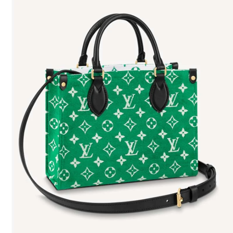 Christian Dior crossbody bags with a front - flap pocket for easy accessLouis Vuitton Petite Malle bags with a hard - shell structure for uniquenessLouis Vuitton LV Women OnTheGo PM Tote Bag Green Monogram Jacquard Velvet