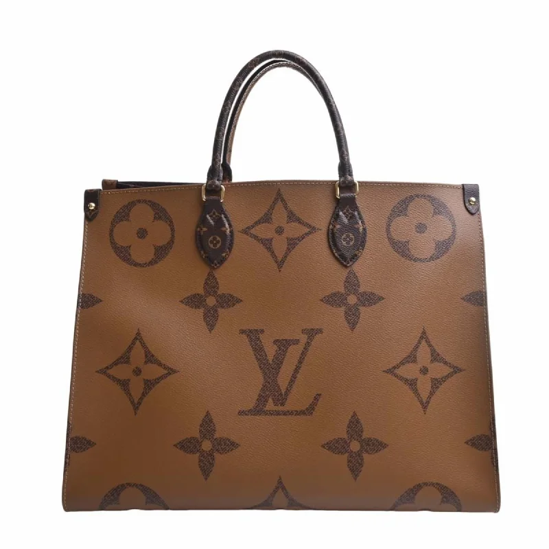 Christian Dior handbags with a back - pocket for quick storageLouis Vuitton tote bags with a water - resistant coating for outdoor useLOUIS VUITTON Giant Monogram Reverse On the Go GM Tote Bag M45320 Brown Women's