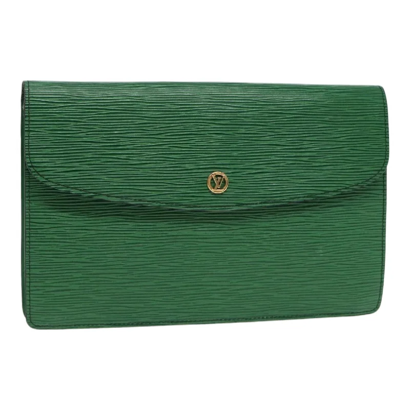 Christian Dior Saddle bags with a studded trim for a bold lookLouis Vuitton Capucines bags with smooth calfskin leather for luxuryLOUIS VUITTON Epi Montaigne 27 Clutch Bag Green M52654 LV Auth ep5317