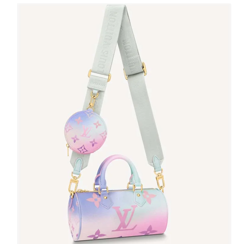 Christian Dior Saddle bags with a distressed leather finishLadies Louis Vuitton shoulder bags with a tassel decoration for charmLouis Vuitton LV Women Papillon BB Handbag Sunrise Pastel Monogram Coated Canvas