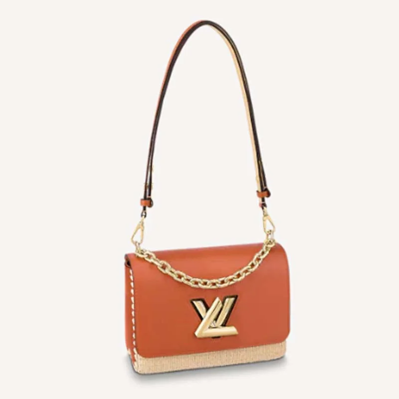 Christian Dior Saddle bags with a studded trim for a bold lookLouis Vuitton Alma bags with a leather - wrapped handle for a luxurious feelLouis Vuitton LV Women Twist MM Handbag Orange Raffia Smooth Cowhide Leather