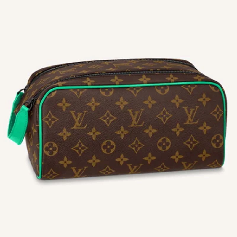 Trendsetting Christian Dior crossbody bags with a colorful strapLouis Vuitton Twist bags with a snakeskin - effect panel for a bold lookLouis Vuitton LV Unisex Dopp Kit Toilet Pouch Monogram Macassar Coated Canvas