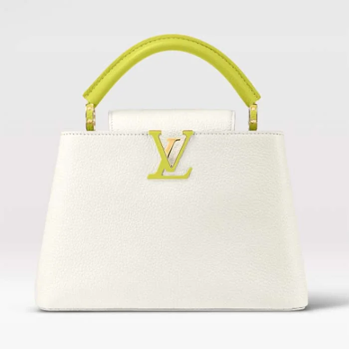 Trendsetting Christian Dior crossbody bags with a colorful strapLouis Vuitton Capucines bags with smooth calfskin leather for luxuryLouis Vuitton LV Women Capucines BB Handbag Snow White Cedrat Santorin Taurillon Leather