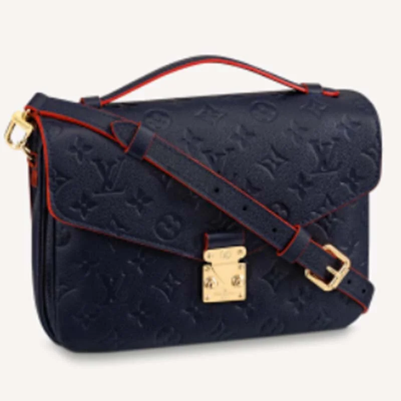 Stylish Christian Dior shoulder bags with a tassel - adorned zipperLouis Vuitton handbags with a metal - framed clasp for durabilityLouis Vuitton LV Women Pochette Métis Bag Navy Red Monogram Grained Cowhide Leather