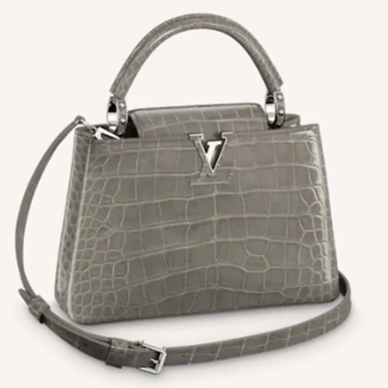 Christian Dior bags with a detachable coin purse insideLadies Louis Vuitton Petite Malle bags with a star - shaped charm for cutenessLouis Vuitton LV Women Capucines BB Handbag Grey Crocodilian Leather