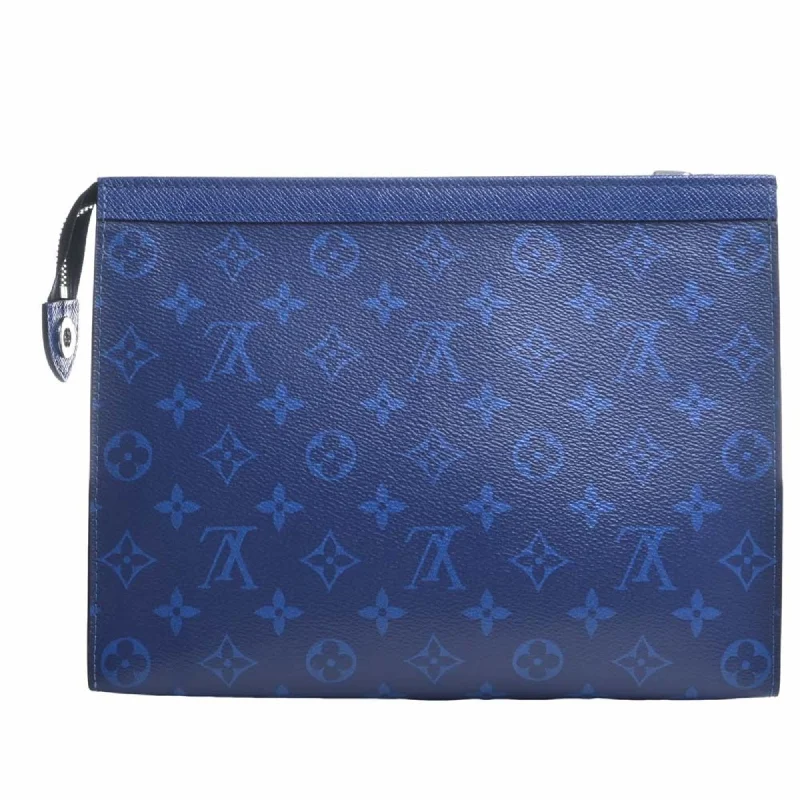 Christian Dior tote bags with a double - handle and shoulder - strap optionLouis Vuitton bags with a zip - around closure for enhanced securityLOUIS VUITTON Eclipse Taigarama Pochette Voyage MM Clutch Bag Second M30423 Blue Men's