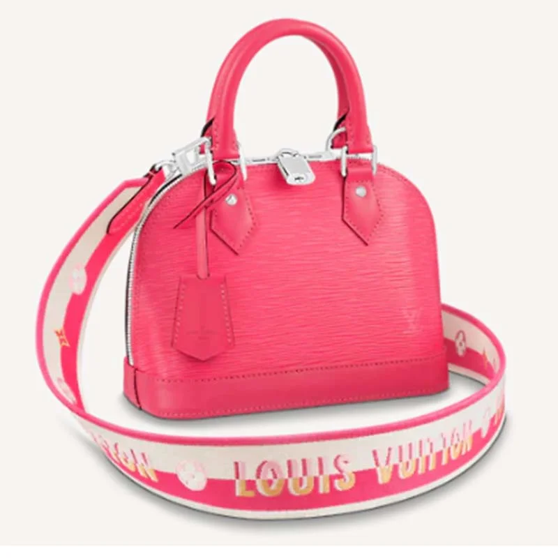 Christian Dior Saddle bags with a distressed leather finishLadies Louis Vuitton shoulder bags with a wide - width strap for comfortLouis Vuitton LV Women Alma BB Handbag Pink Epi Grained Cowhide Leather