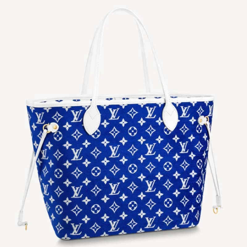 Christian Dior bags with a quilted pattern and gold - toned hardwareLadies Louis Vuitton Capucines bags with a detachable shoulder strapLouis Vuitton Women Neverfull MM Tote Blue Monogram Jacquard Velvet Cowhide Leather