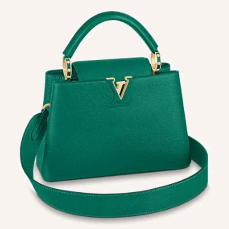 Christian Dior Saddle bags with a patent leather finish for a shiny lookLouis Vuitton backpacks with a sleek, minimalist design for styleLouis Vuitton LV Women Capucines BB Handbag Green Taurillon Leather