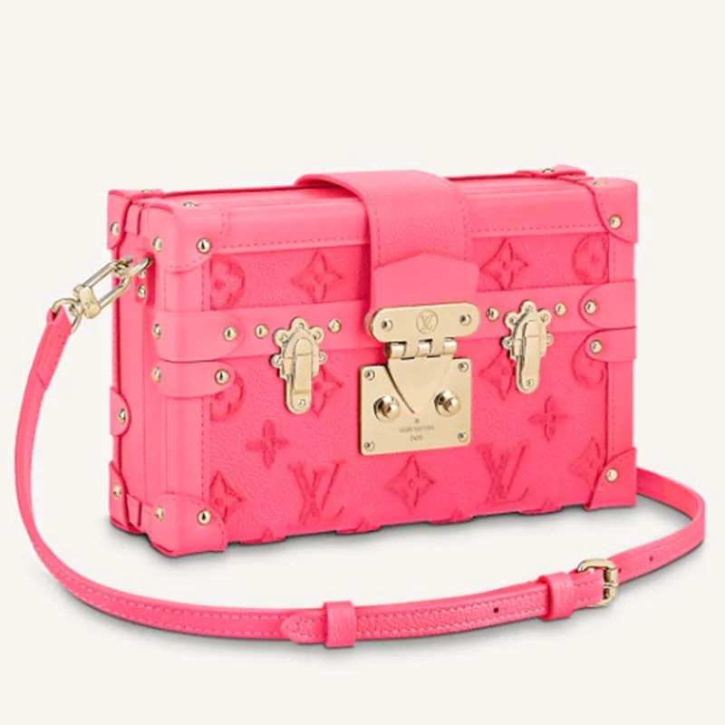 Christian Dior handbags with a snap - button closure and a decorative buckleLouis Vuitton handbags with a patent - leather finish for a shiny lookLouis Vuitton LV Women Petite Malle Handbag Fluo Pink Tufted Grained Calfskin Leather