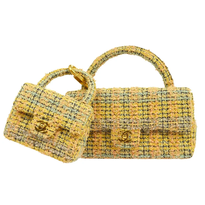 Chanel bags with the perfect balance of luxury and functionalityCHANEL 1994 Yellow Tweed Handbag Set