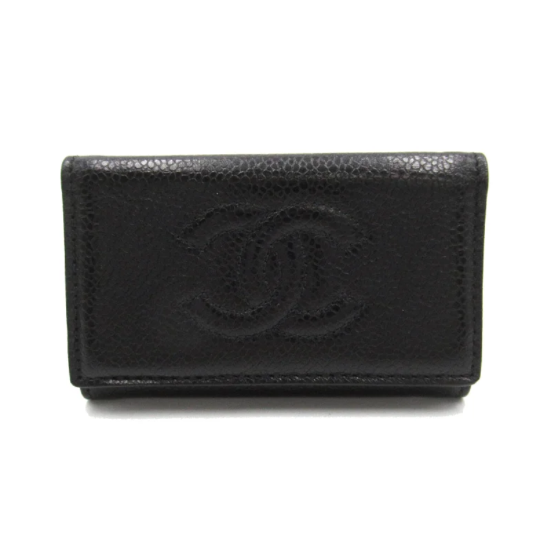 Chanel classicCHANEL 6 key holders Black Caviar Skin (Grained Calf)