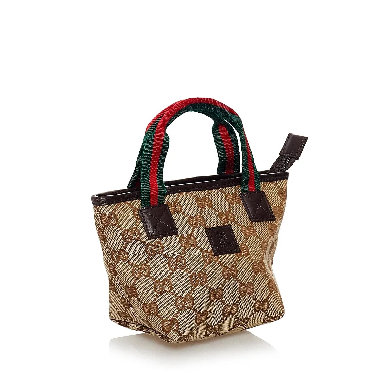 Women Gucci bags with a front - zip pocket for small itemsGucci GG Canvas Web Handbag (34116)