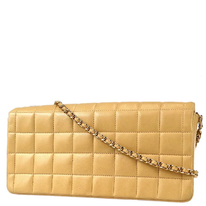 Chanel bags with intricate metal hardwareChanel 2004-2005 Beige Lambskin Choco Bar East West