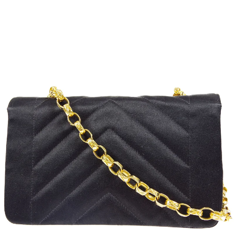 Chanel bags for women with a taste for high fashionChanel 1991-1994 * Black Satin Chevron Bijou Chain Shoulder Bag