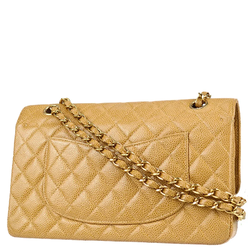 Chanel classicChanel 2003-2004 Beige Caviar Medium Classic Double Flap Bag