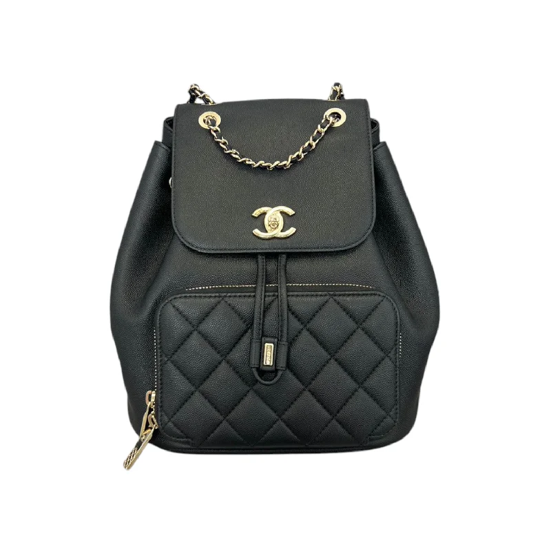 Chanel bags with iconic gold chainsCaviar Quilted Business Affinity Backpack Black GHW