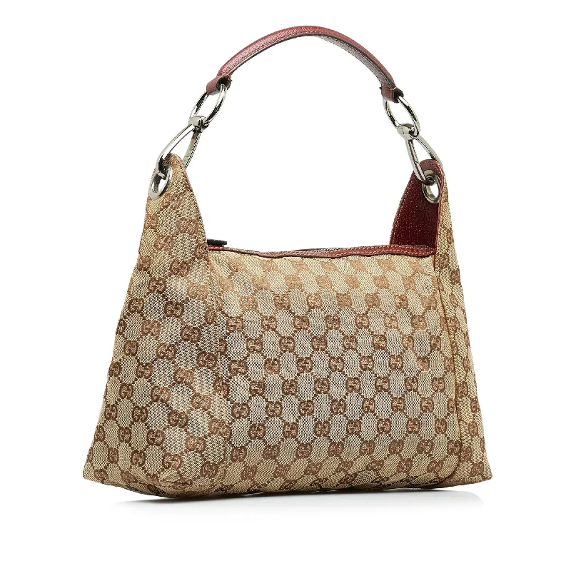 Women Gucci bags with a chain - link trim and a leather bodyGucci GG Canvas Pop Handbag (uQwJc8)