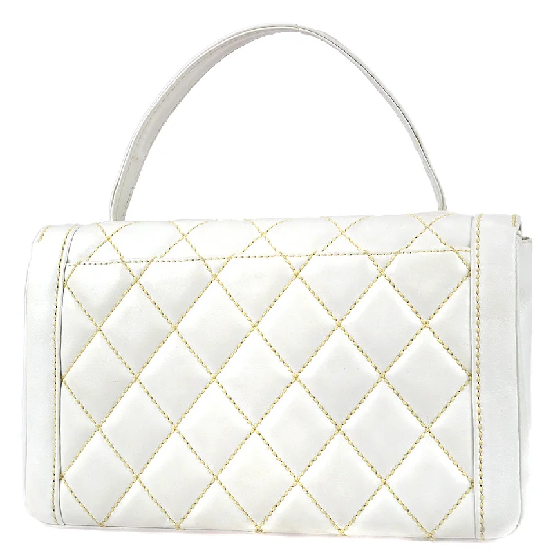 Chanel New Arrival Handbag with Gold HardwareChanel 2004-2005 White Calfskin Wild Stitch Handbag