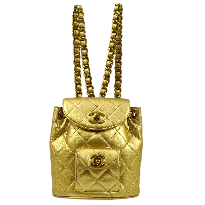 Chanel Handbag with Adjustable Strap for ComfortCHANEL 1994 Gold Lambskin DUMA Backpack Small