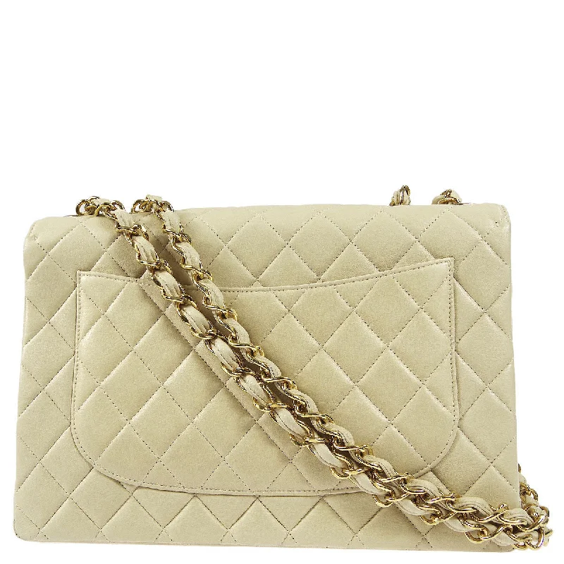 Chanel bags in luxury boutiques worldwideChanel 2001-2003 * Ivory Lambskin Jumbo Classic Flap Shoulder Bag