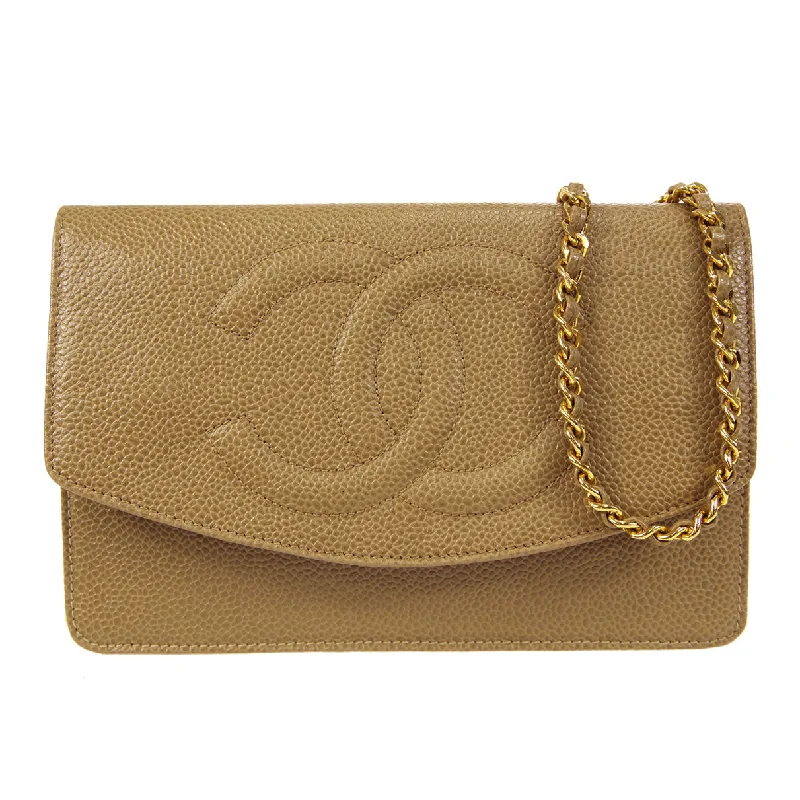 Chanel bags for the minimalist fashionChanel 1996-1997 Beige Caviar Timeless WOC Wallet on Chain