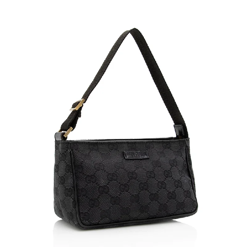 Ladies Gucci shoulder bags with a wide - width strapGucci GG Canvas Pochette (17969)