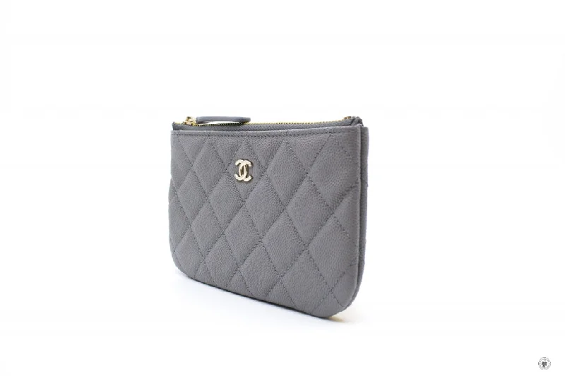 Chanel Luxury Handbag for High - End EventsChanel A82365 Y33352  Classic Mini Pouch NJ531   Grey Caviar Shoulder Bags Pbhw