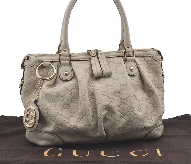 Gucci tote bags for women with a double - handle designAuthentic GUCCI Guccissima Sukey 2Way Tote Bag GG Leather 247902 White 2101J