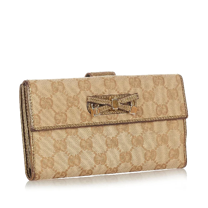 Women Gucci bags with a front - zip pocket for small itemsGucci GG Canvas Princy Long Wallet (23699)