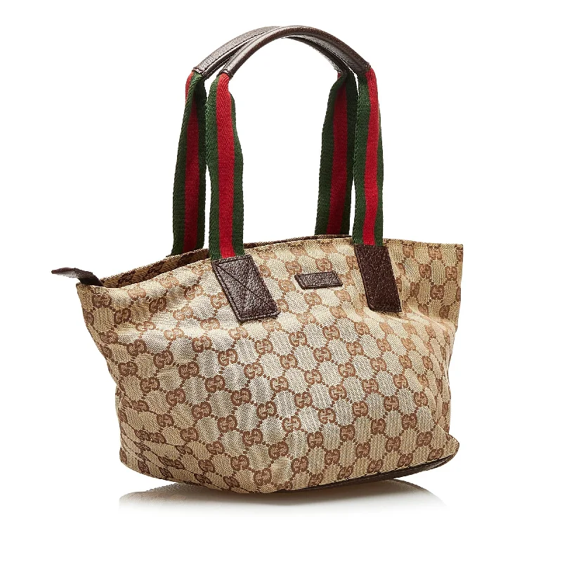 Women Gucci bags with a magnetic snap closure for easy accessGucci GG Canvas Web Handbag (35590)