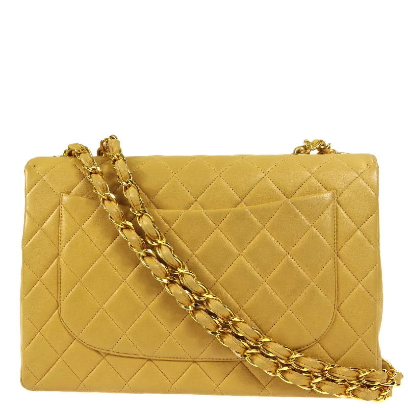 Chanel bags for those who value investment piecesChanel 1994-1996 * Beige Lambskin Jumbo Classic Flap Shoulder Bag