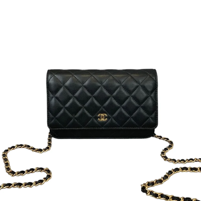 Chanel Black Handbag for Business MeetingsWOC Wallet on Chain Lambskin Black GHW