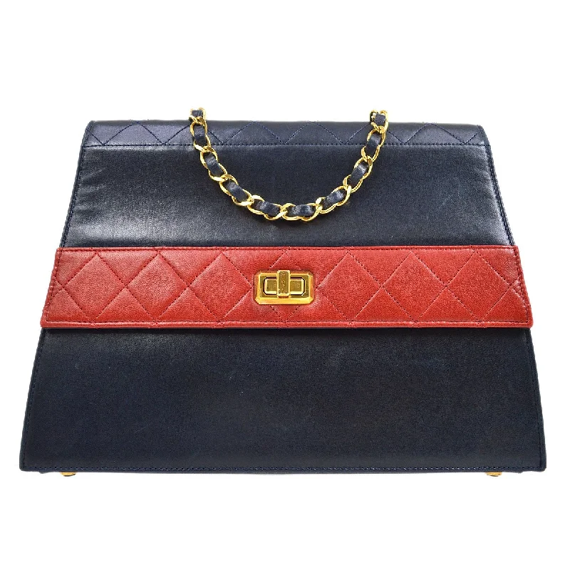 Chanel Black Handbag for Business MeetingsChanel 1989-1991 Navy Trapezoid Flap Large & Pouch Set