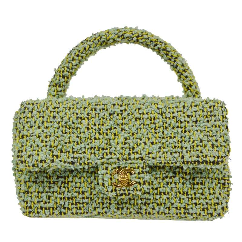 Chanel Designer Handbag with Unique DesignCHANEL 1991-1994 Classic Flap Handbag Medium Tweed Green