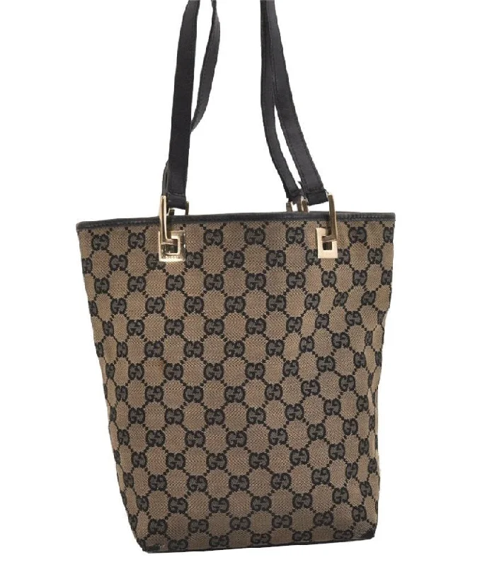 Gucci Marmont bags for women with quilted leather exteriorsAuthentic GUCCI Vintage Shoulder Tote Bag GG Canvas Leather 0021099 Black 6326J