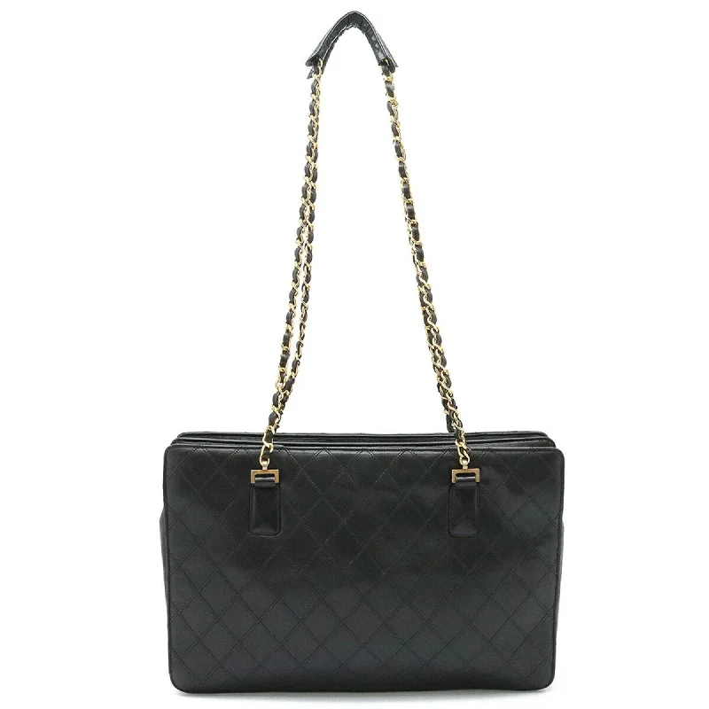 Chanel New Arrival Handbag with Gold HardwareCHANEL Bicolor Chain Tote Bag Shoulder Leather Black