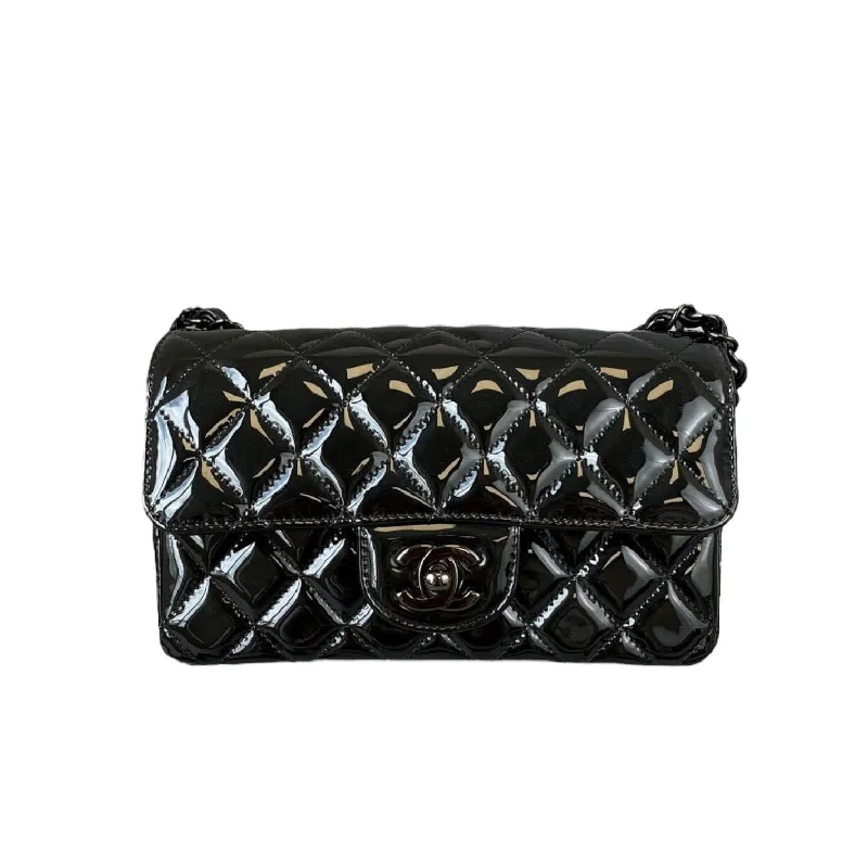 Chanel classicClassic Flap Mini Rectangle Patent Black BHW