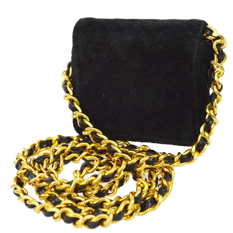 Chanel bags sale 2025Chanel Black Velvet Classic Flap Micro Chain Pochette Pouch