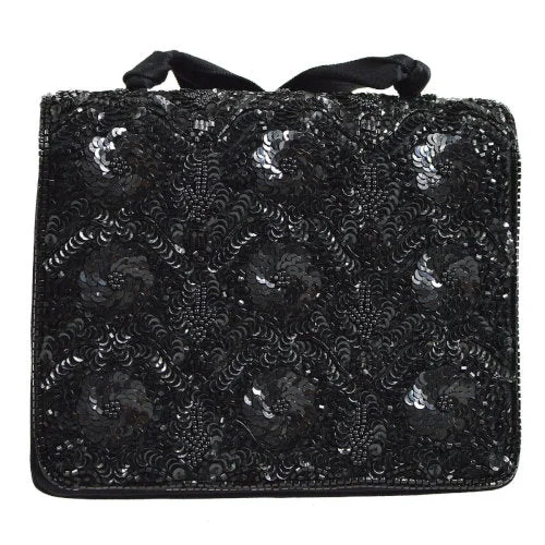 Chanel bags as wedding day accessoriesCHANEL 1994-1996 Sequins CC Cross Body Shoulder Bag Black