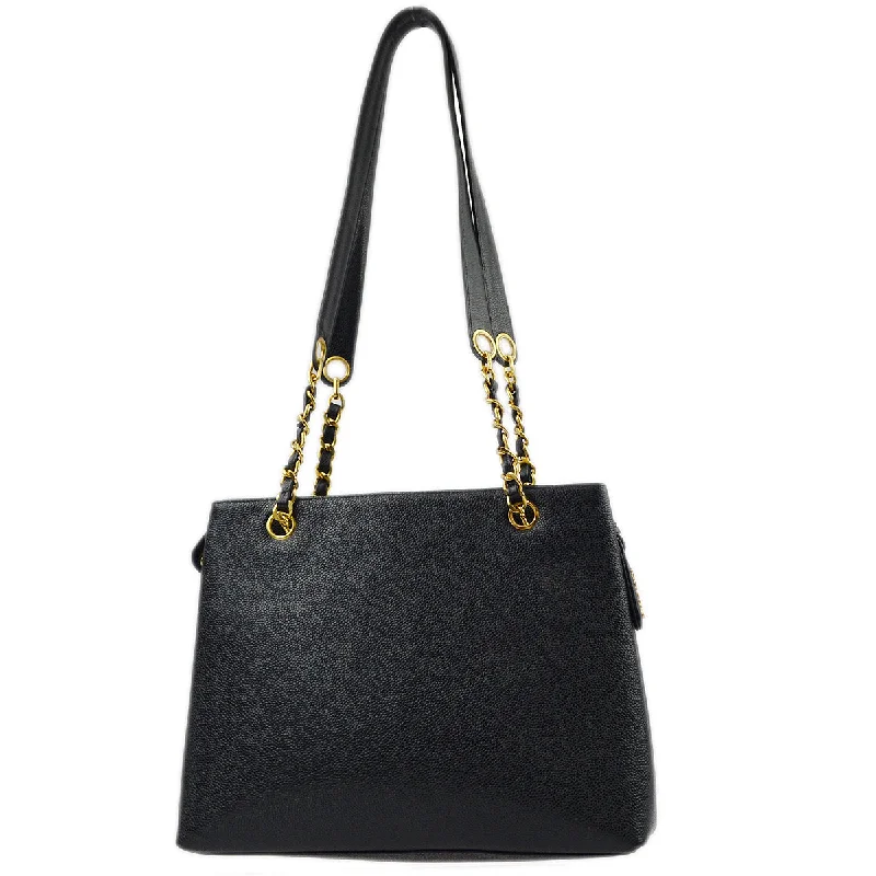 Chanel bags sale 2025Chanel Black Caviar Chain Shoulder Tote Bag