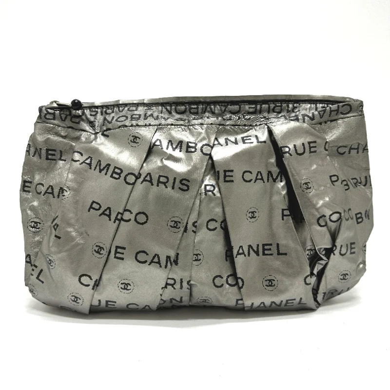 Chanel bags with chain and leather strap combinationsChanel A46533 Pouch Clutch bag Silver Black