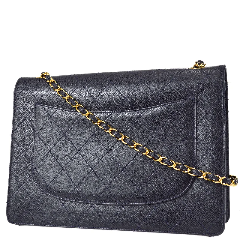 Chanel bags for the minimalist fashionChanel 1997-1999 Navy Caviar Classic Flap Chain Shoulder Bag