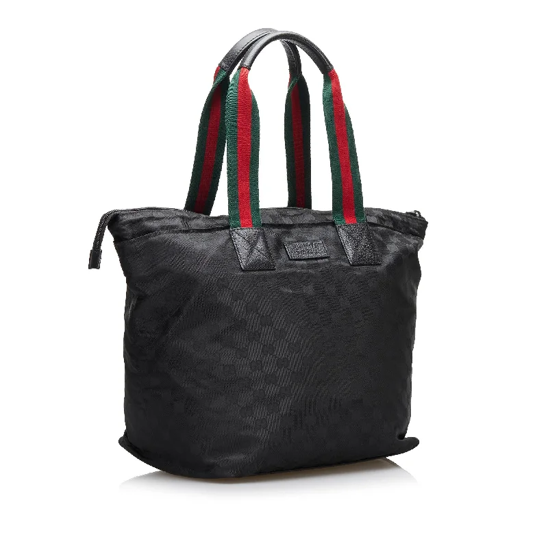 Women Gucci Sylvie bags with a detachable ribbon detailGucci GG Canvas Web Tote (35229)