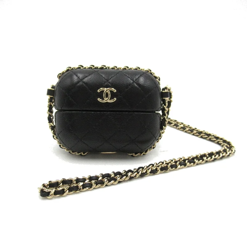 Chanel Vintage Inspired Handbag for Retro LoversCHANEL Airpods Case Shoulder Bag Lambskin (Sheepskin) Women's Black AP2207